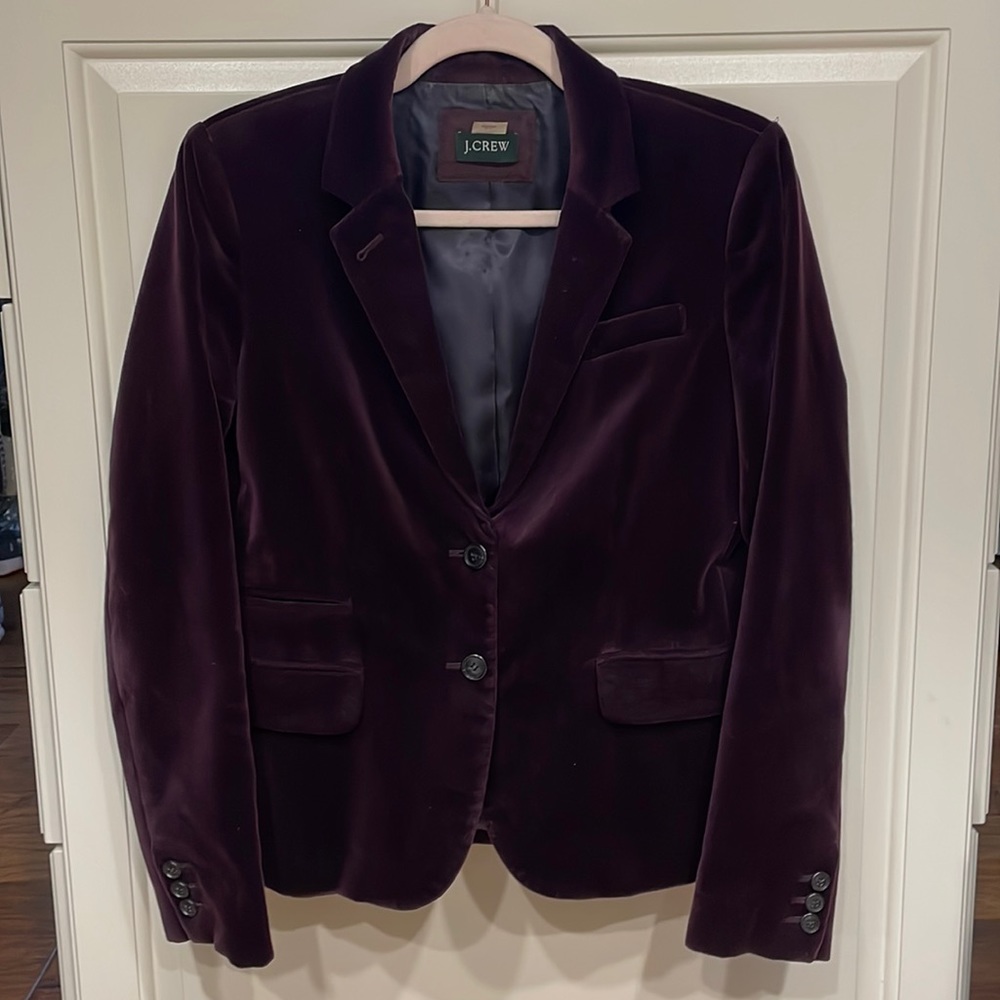 J. Crew Purple Velvet riding jacket blazer size 6